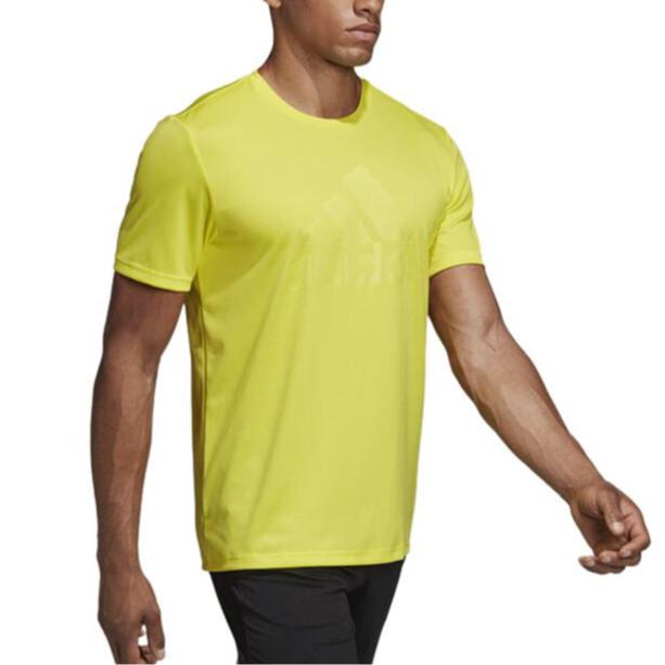 Adidas T Shirts Men's Yellow Crew Neck Moderate Straight Fit CW7085