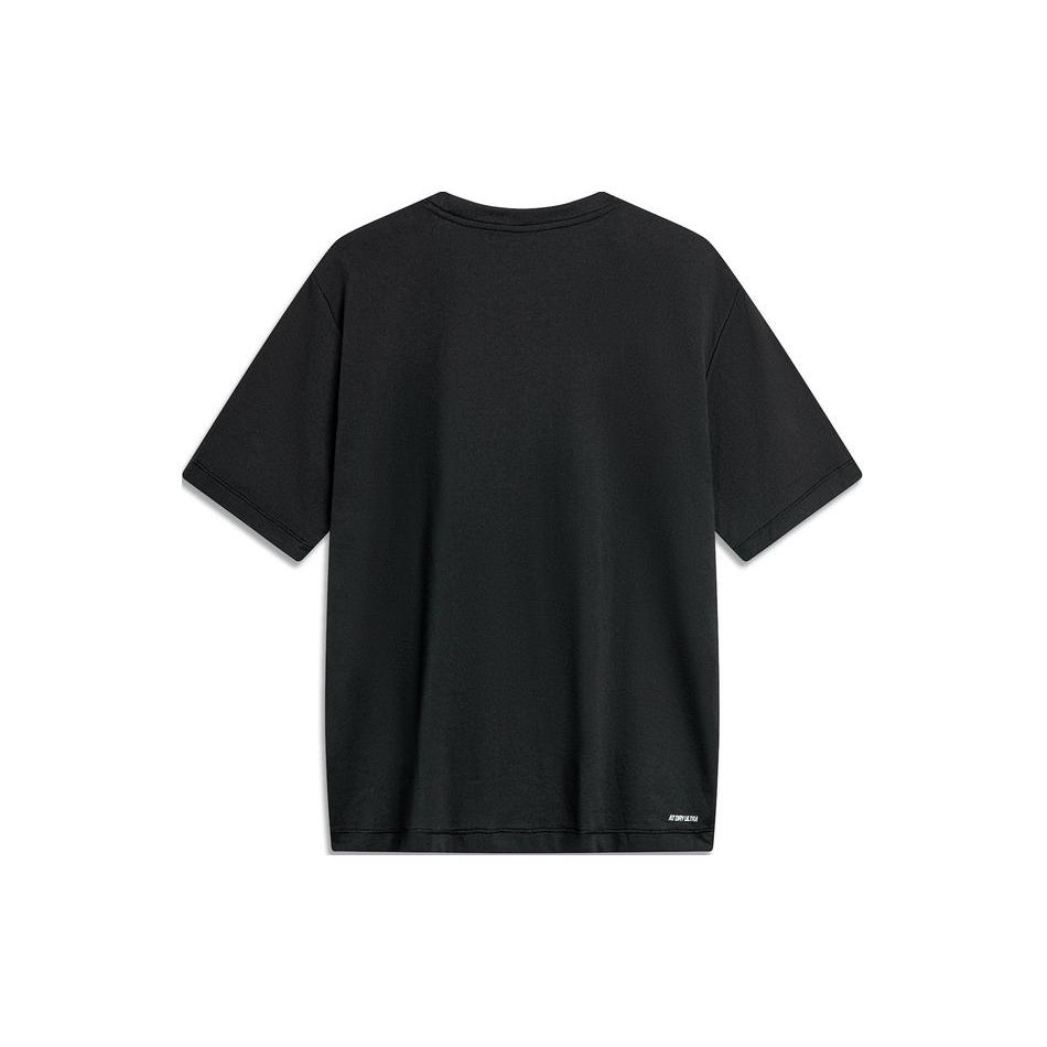 Li Ning CF Круглый вырез свитер с буквенным принтом Узор короткий рукав футболка мужские футболки черный ATSU595-2