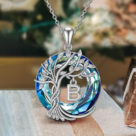 Female Necklace Electroplating High Gloss Wear-resistant Chic A-Z Pendant Tree of Life Women Necklace for Vacation
