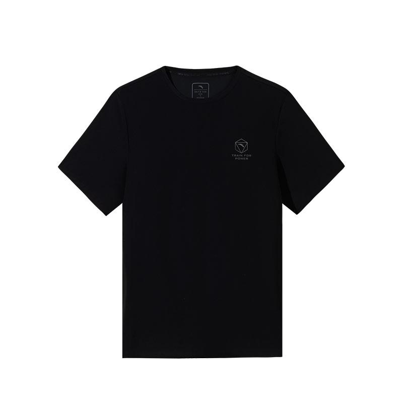 Anta Простая круглая горловина удобная дышащая универсальная футболка с коротким рукавом мужские топы базовые-черные 952527134-5