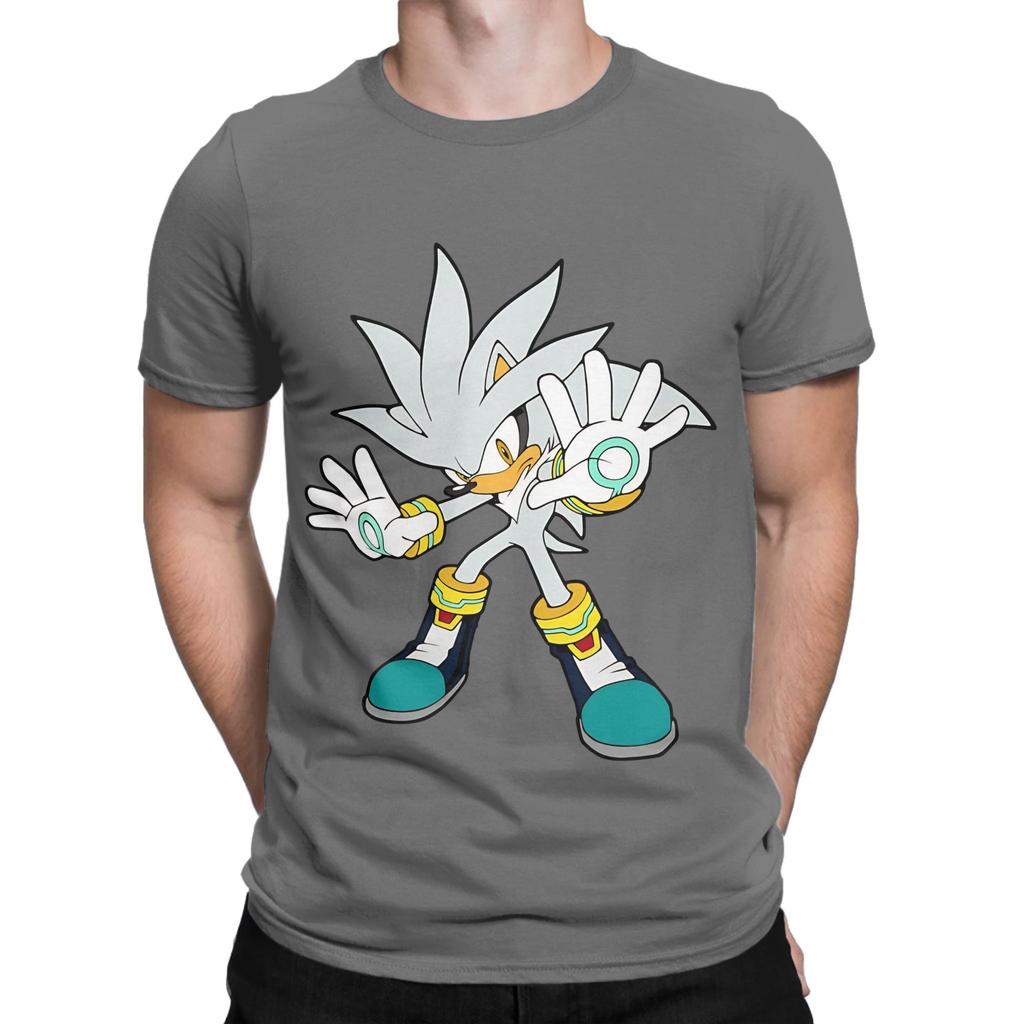 Silver sSonic the Hedgehog Novelty 100 Cotton TShirt sSonic the Hedgehog Tees Tops For Unisex