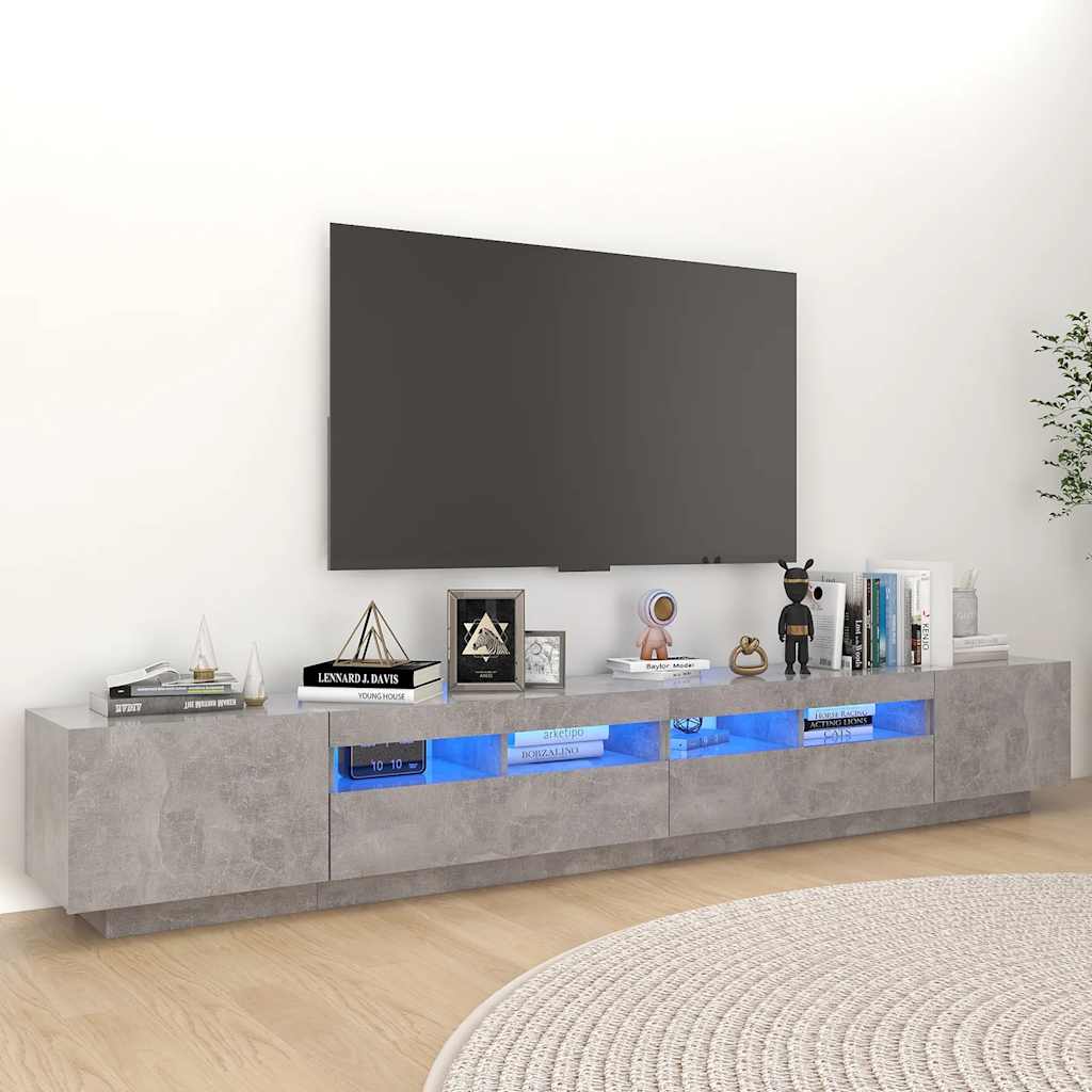 Vidaxl Szafka Pod Tv Z Oświetleniem Led, Szarość Betonu, 260X35X40 Cm