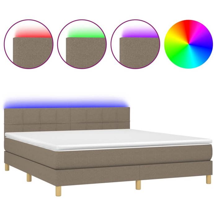 Maison Exclusive - Sommier à lattes de lit avec matelas LED Taupe 180x200 cm Tissu