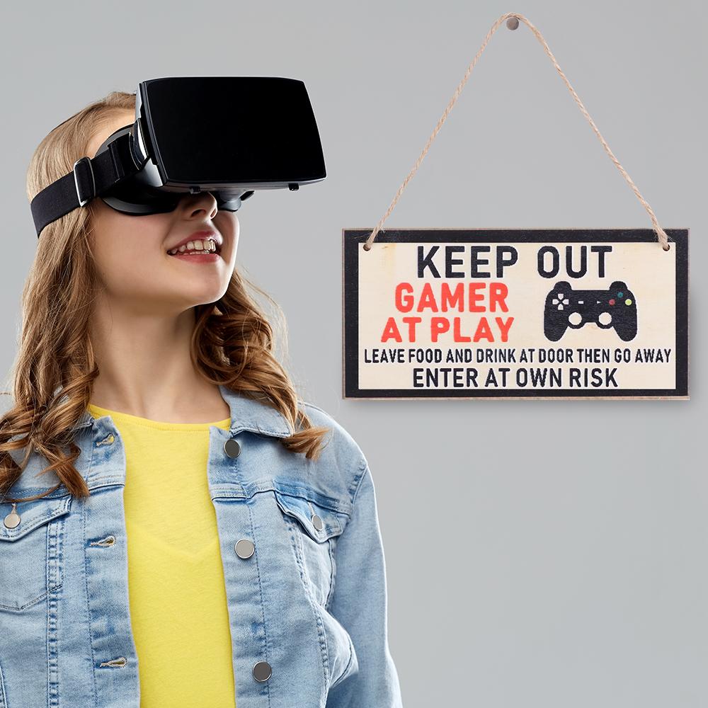 Boys Girls Game Ornaments Gaming Room Sign Wood Plaque I'm Gamer Do Not Disturb Hanging Pendant