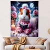 "Cozy Guinea Pig Reading at Night" Patterned Tapestry Decorative Wall Hanging, Home Bedroom Living Room Decor
