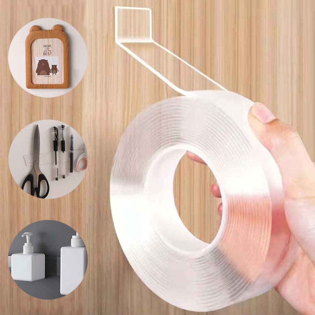 1/3/5M Double-sided Tape Transparent Nano Tape Reusable Washable Waterproof Tape Self Adhesive Tape Kitchen Bathroom Supplies Tapes