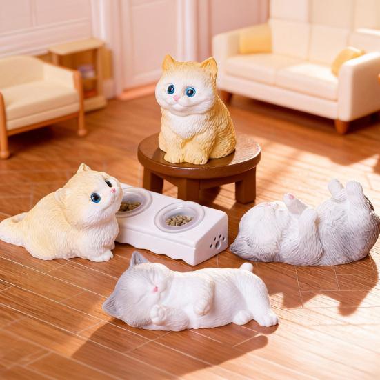 Миниатюрная фигурка кошки Микро-фигурка животного из смолы Милый котенок Топпер для торта Украшение для DIY Мохового ландшафта Декор для сказочного сада