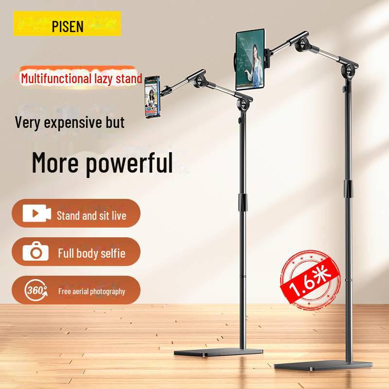 PISEN 1,6 м Вращающаяся напольная стойка для телефона из алюминиевого сплава для прямых трансляций и онлайн-занятий