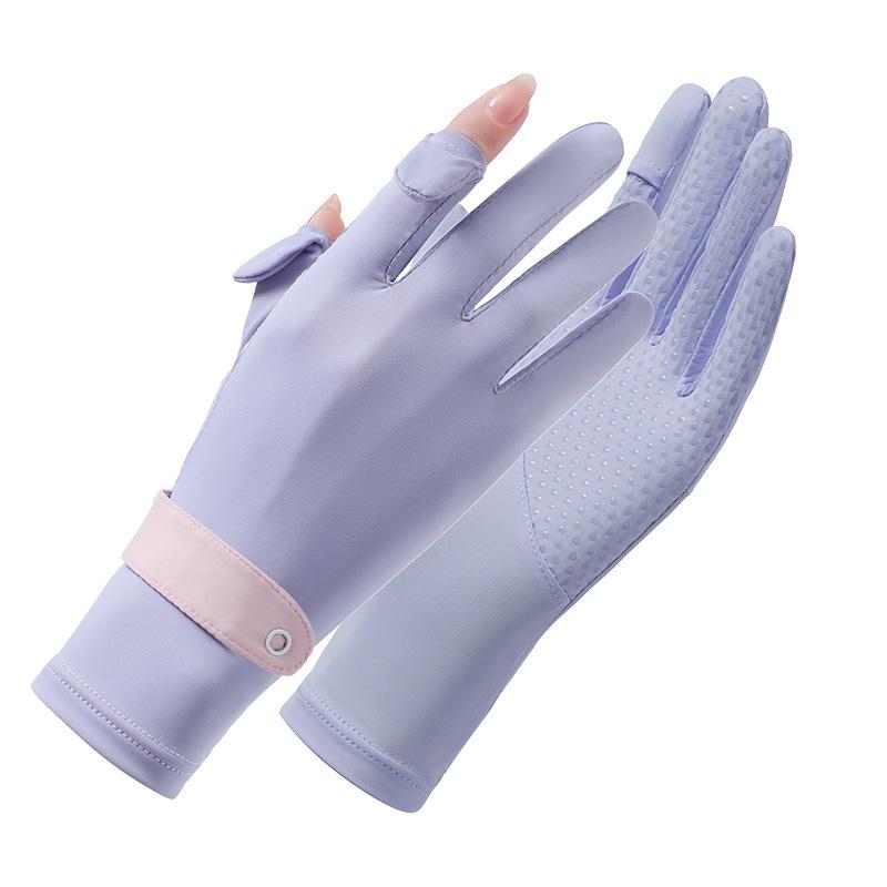 Sun Protection Gloves for Women Summer Coolness Outdoor Sun Protection Thin  Breathable  Anti Slip  Sports Cycling Ice Silk Finger Exposed Gloves
