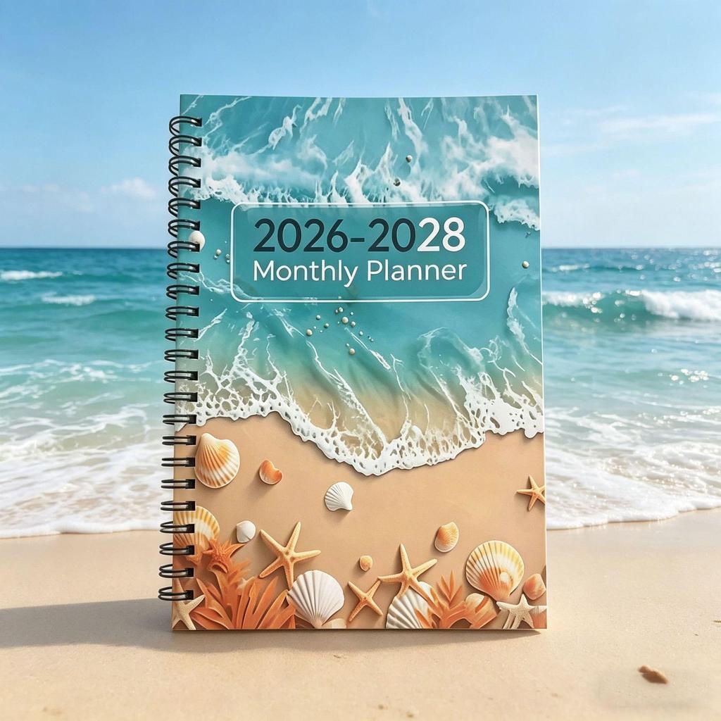 2026-2028 Ежемесячный планировщик-блокнот А5 в спиральном переплете, стиль «Океан»