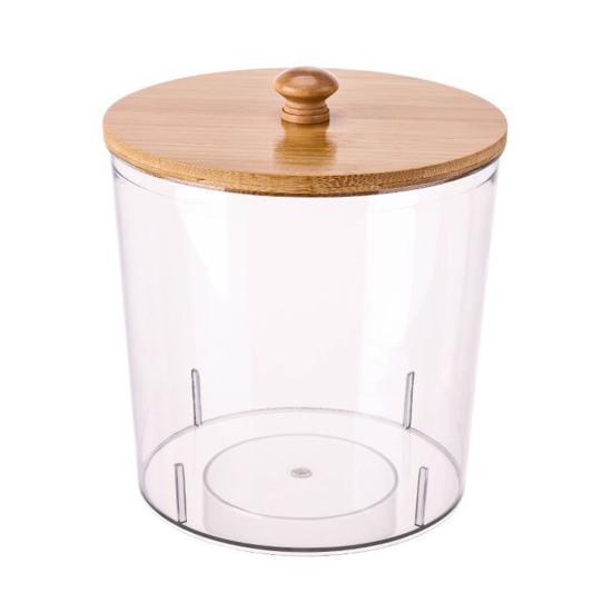 Контейнер для хранения шариков для стирки с бамбуковой крышкой, широкое отверстие, акриловый контейнер, органайзер для шариков стирального порошка, влагозащитный