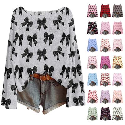 Женские осенние свитера с длинным рукавом, топы с принтом, пуловеры, свободная нарядная повседневная базовая одежда