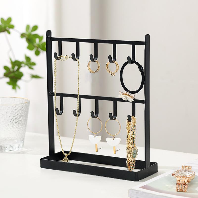 2 Tier Metal Jewelry Display Stand Earring Necklace Holder Organizer Rack Multipurpose Jewelry Storage for Dresser Vanity Table