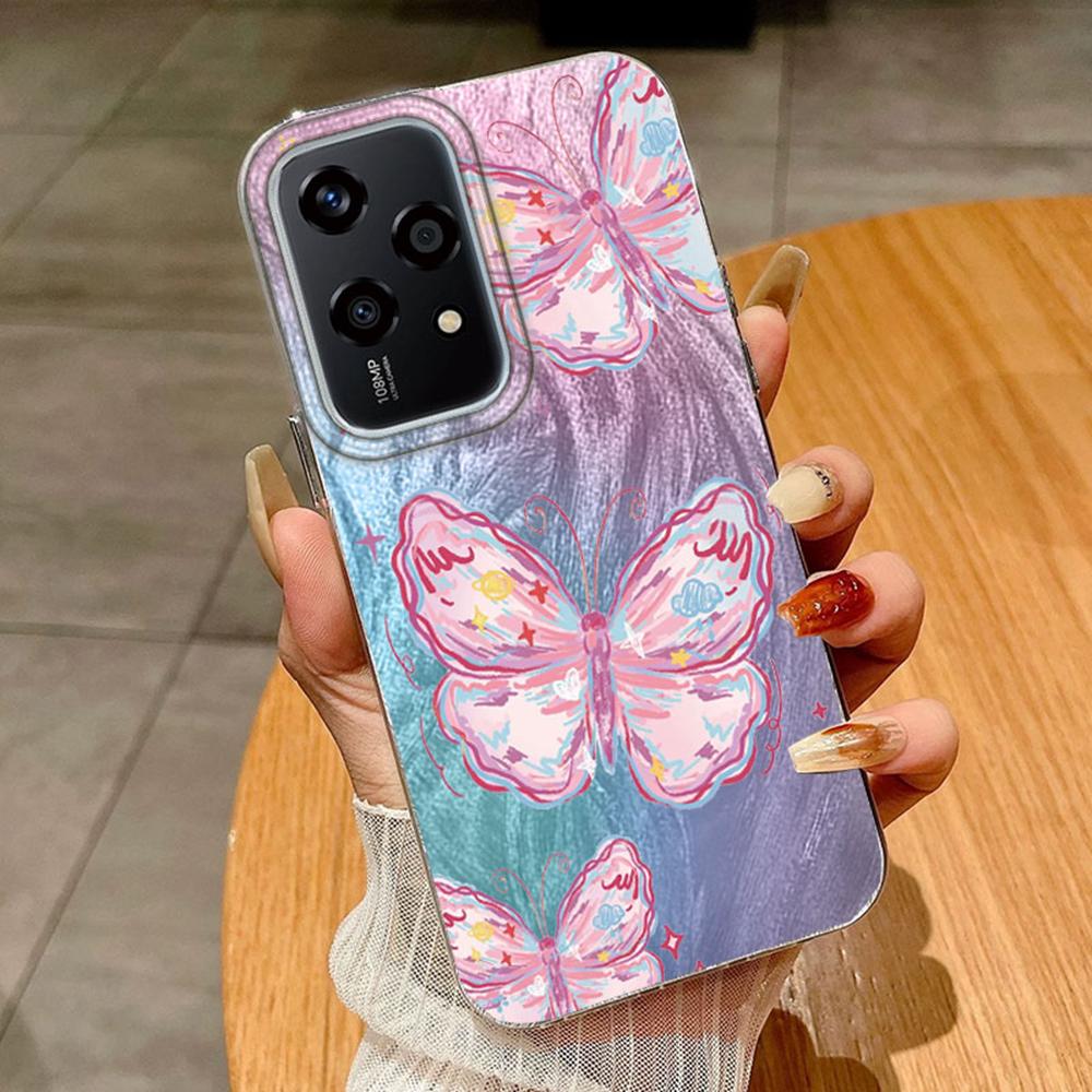 Чехол с цветной бабочкой и градиентом для Huawei Honor 400 200 Magic5 Lite 200 Pro X9a X9c X8a, чехлы для телефонов, мягкий силиконовый бампер, жесткая задняя крышка из ПК