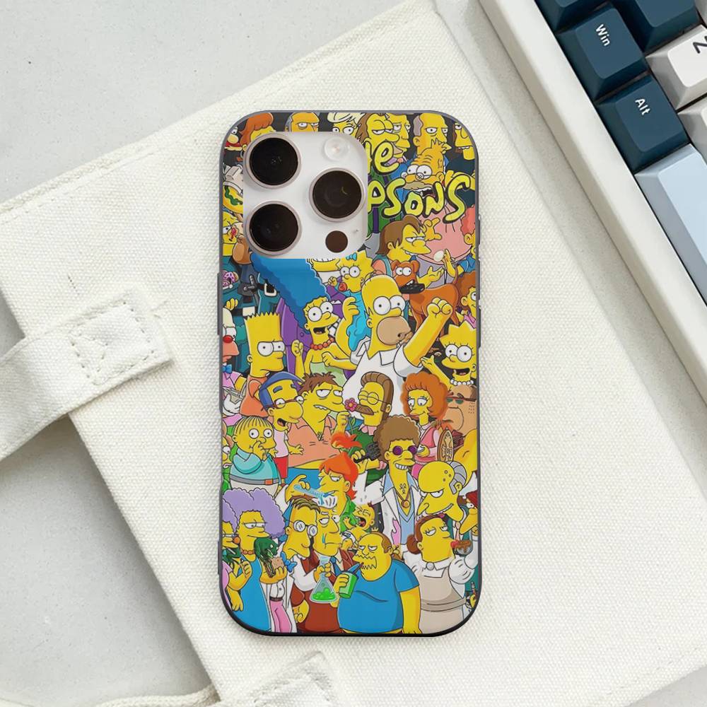 Смешной мультяшный S-Симпсоны для iPhone 16 15 14 13 12 11 17 Pro Max Plus Волновой гофрированный чехол для телефона Защитная крышка от падения
