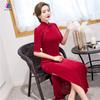 Golden velvet cheongsam autumn and winter mother wedding clothes Xi mother-in-law wedding dress elegant dress Chinese style