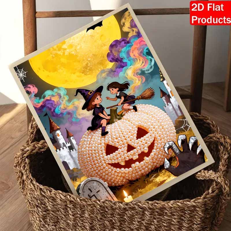 DIY 3D Картина жемчугом на холсте Хэллоуин Тыква Ведьмы Узор Расслабляющий Досуг Набор для творчества для взрослых Домашний Декор Стены Принадлежности