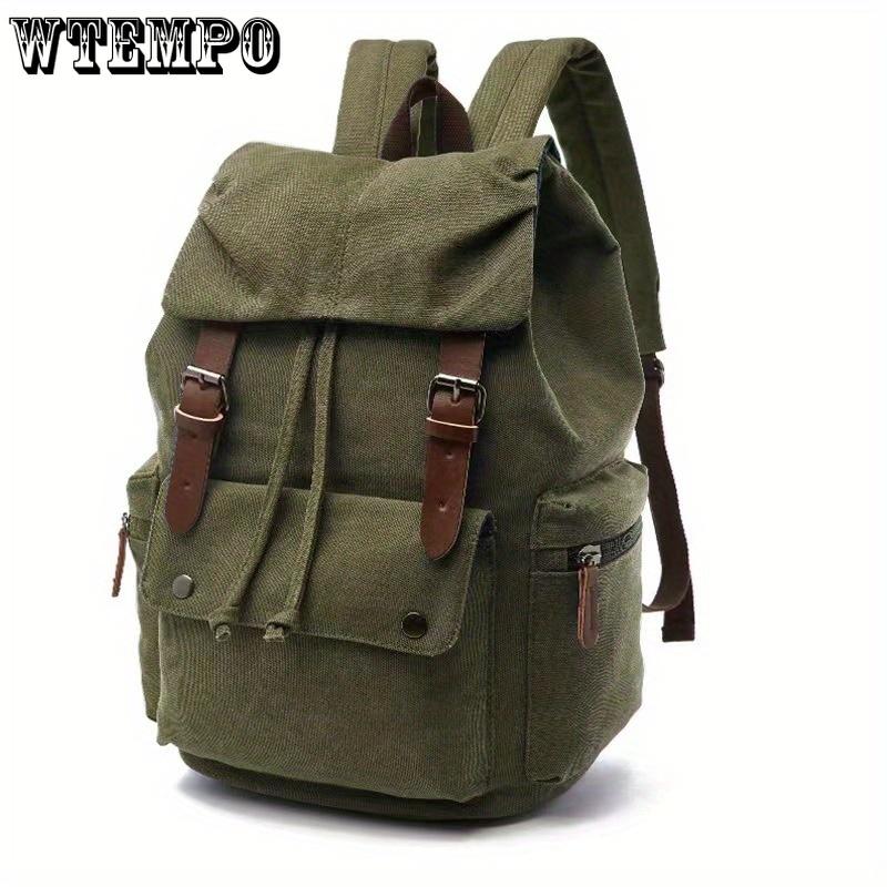 1pc Retro Canvas Backpack, Sturdy and Durable Computer Backpack, Worker Commuter Storage Bag for Office Business Trip
