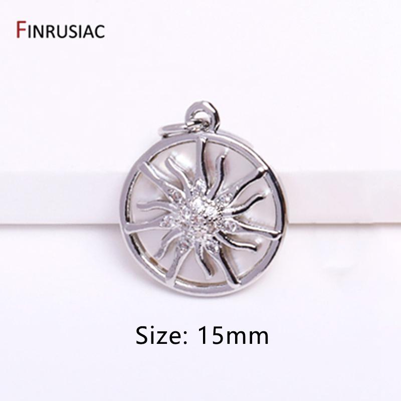 14K Gold Plated Round Sun Charms Brass Inlaid Zircon Sun Pendants For DIY Nacklace Making Jewelry Making Accessories