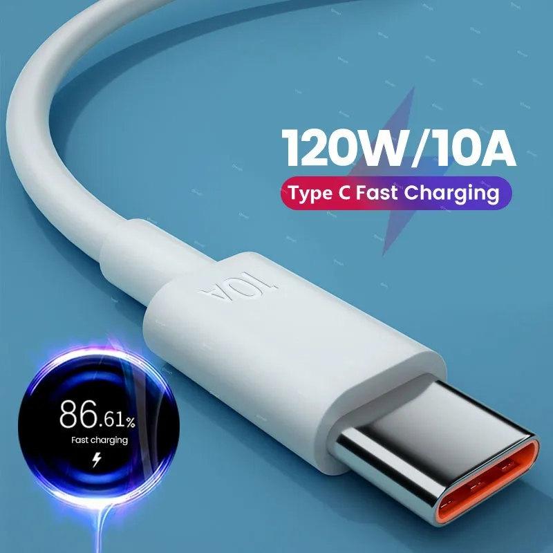 USB-кабель USB Type C, 120 Вт, 10 А, сверхбыстрая линия зарядки для Xiaomi Samsung Huawei Honor, кабели USB C для быстрой зарядки, шнур для передачи данных