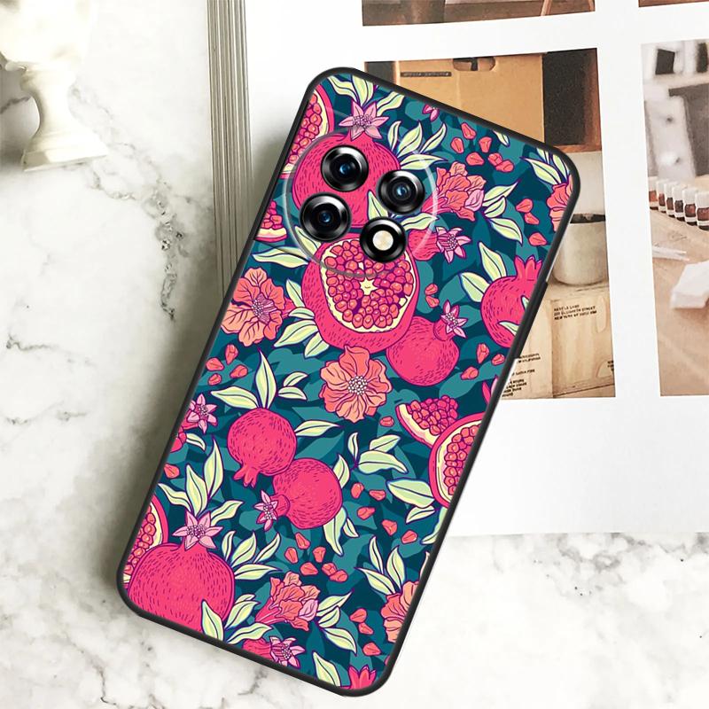 tropical pomegranate pattern Case For OnePlus 12R 12 11 9 10 Pro 10R 9R 8T 10T Nord CE 2 3 Lite 2T N10 N20 N30 CE4 Cover