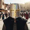 Ручной работы Шлем Тамплиера, Золотой Латунный Крест, Носимая Косплей Броня