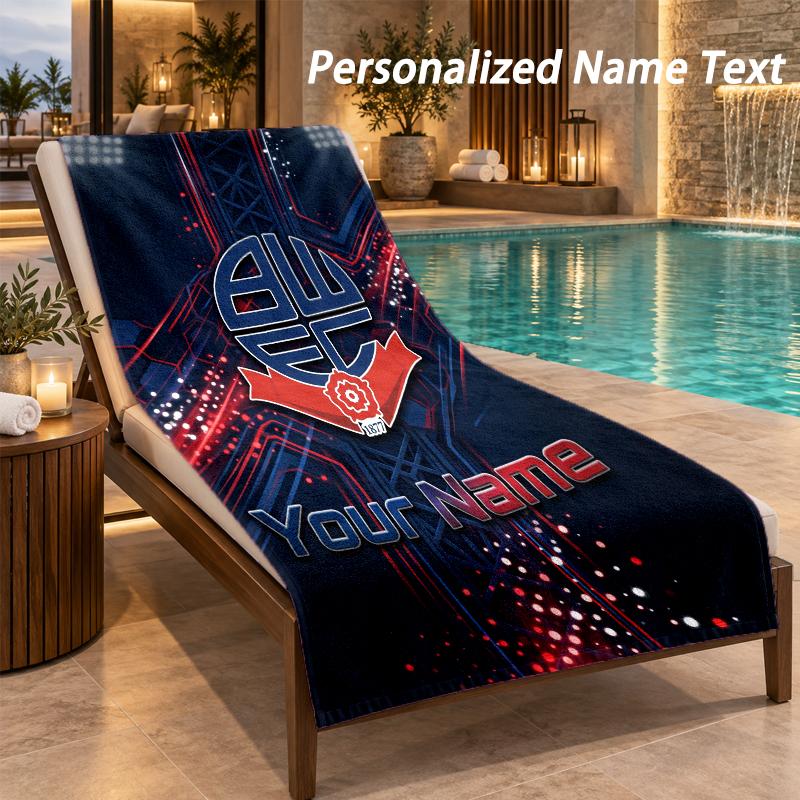 Custom Text Bolton Wanderers FC Print Beach Towel Large Towel For Home Bathroom Beach