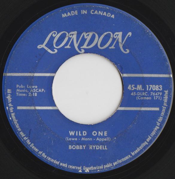 7-дюймовая пластинка BOBBY RYDELL Wild One 45M17083 London Records 1960 Канада Рок Б/у
