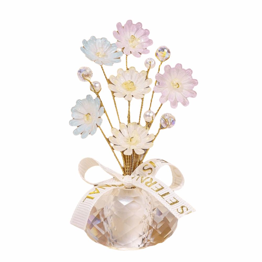 Colorful Crystal Flower Decoration Creative Car Ornaments Mini Crystal Glass Flowers Table Decor