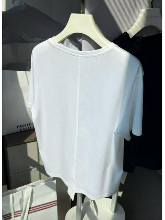 Базовая футболка с коротким рукавом и круглым вырезом из пима-хлопка The Row 25 Новый сезон