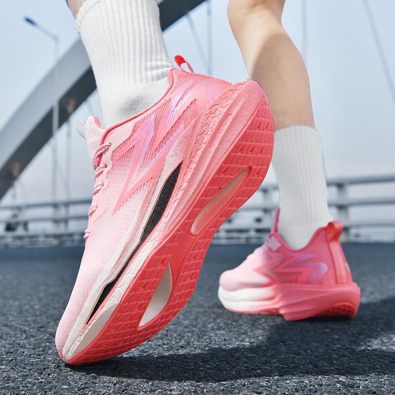 Lightweight Breathable Running Shoes Kids With Carbon Plate Support Mesh Upper Shock Absorption Non-Slip Sole