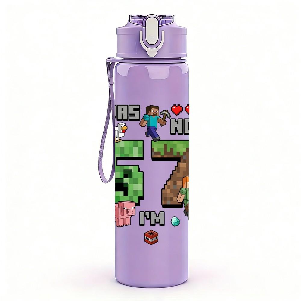 1PC Number 67 Graffiti Street Art 750ml Color Plastic Sports Water Bottle Leakproof Flip Straw Lid Suitable for Sports Office Home Use