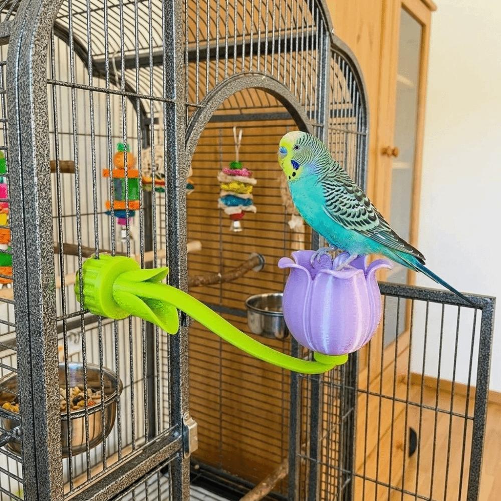 Bite Resistant Tulip Parrot Food Bowl 3D Printed Parrot Standing Stick Pet Interactive