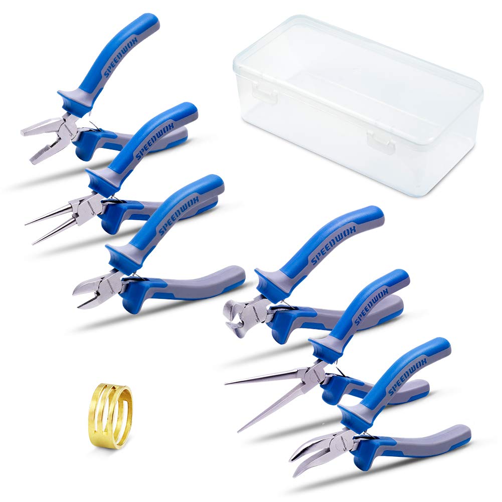 SPEEDWOX Mini Pliers 6 with Storage Cutting Precision Strong Professional Repair Accessory Micro Handmade Hobby Handicraft Beginner Set, Pieces, Case,