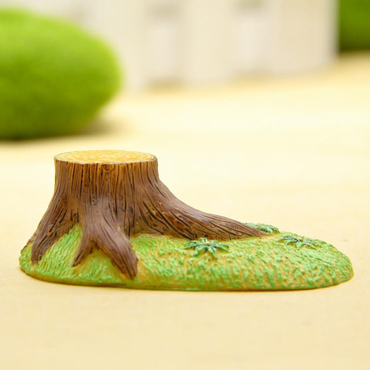 Cartoon Stump Tree Green Grassland Mini Model Decoration For Micro Scenery Props