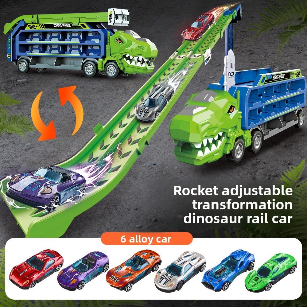 Dinosaur Rocket Track Car Toy Kit With Magnet Cars For Interactive Learning