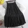 Осенние и зимние женские юбки, корейская юбка с рюшами, элегантная нижняя часть с высокой талией, тонкая плиссированная юбка со складками, большие размеры