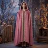 Pastoral Ribbon Edge Medieval Cloak Fantasy Hooded Cape Warrior Cloak Halloween Cloak  Adult