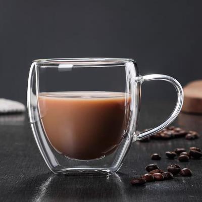 Изысканная кружка-кофейник из стекла с двойными стенками, прозрачная стенка, высокоборосиликатное стекло, термостойкая ручка, чашка для эспрессо