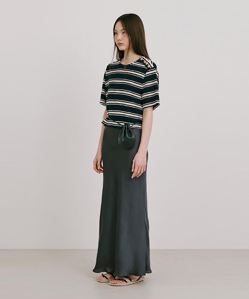 WNDERKAMMER Stripe Jacquard Knit Short Sleeve T-Shirt_Navy