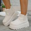 Women's Large Size Soft Sole Winter Warm Fur One Snow Boots Padded Lined Ankle Boots Non-slip Hiking Sports Cotton Boots