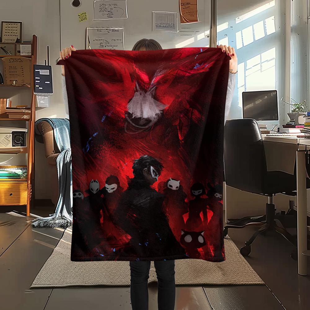 1PC Persona Print Flannel Blanket, High quality Comfortable for All Seasons, Home Decor, Warmth and Comfort, Perfect for Christmas Gifts106