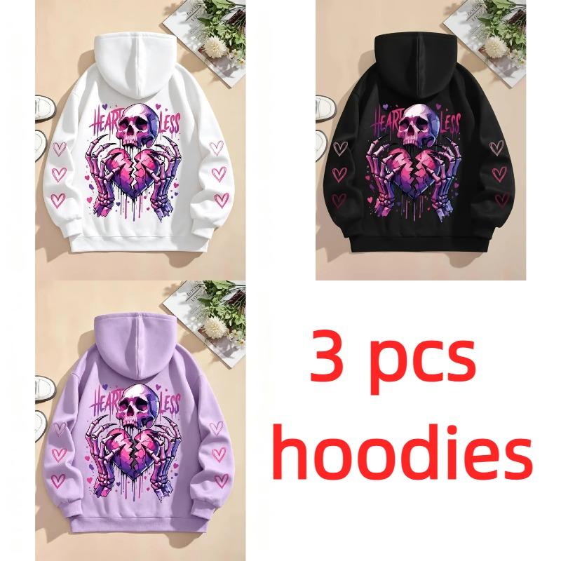 Hoodies for Boys Girls Casual Sweatshirt Kids Clothes Tops Long Sleeve Hoodie Shattered Love Skull Printed Hooded Pullover
