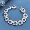 925 Sterling Silver Square Round Circle Chain Bracelet Jewelry
