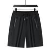 Ice Silk Shorts for Men's Summer Straight Leg Pants, Loose and Oversized, Elastic, Breathable, and Quick Drying Cropped Pants