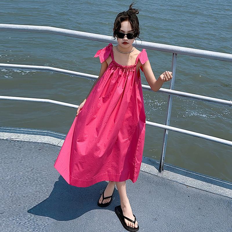 Skirt summer new sweet loose and thin design lace-up suspender dress women's seaside vacation dress women