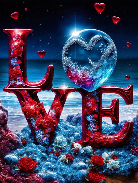 5d Алмазная картина Новое сердце Красная роза Домашний декор Вышивка Приморский цветок Пейзаж Полный квадрат/круглая наклейка на стену