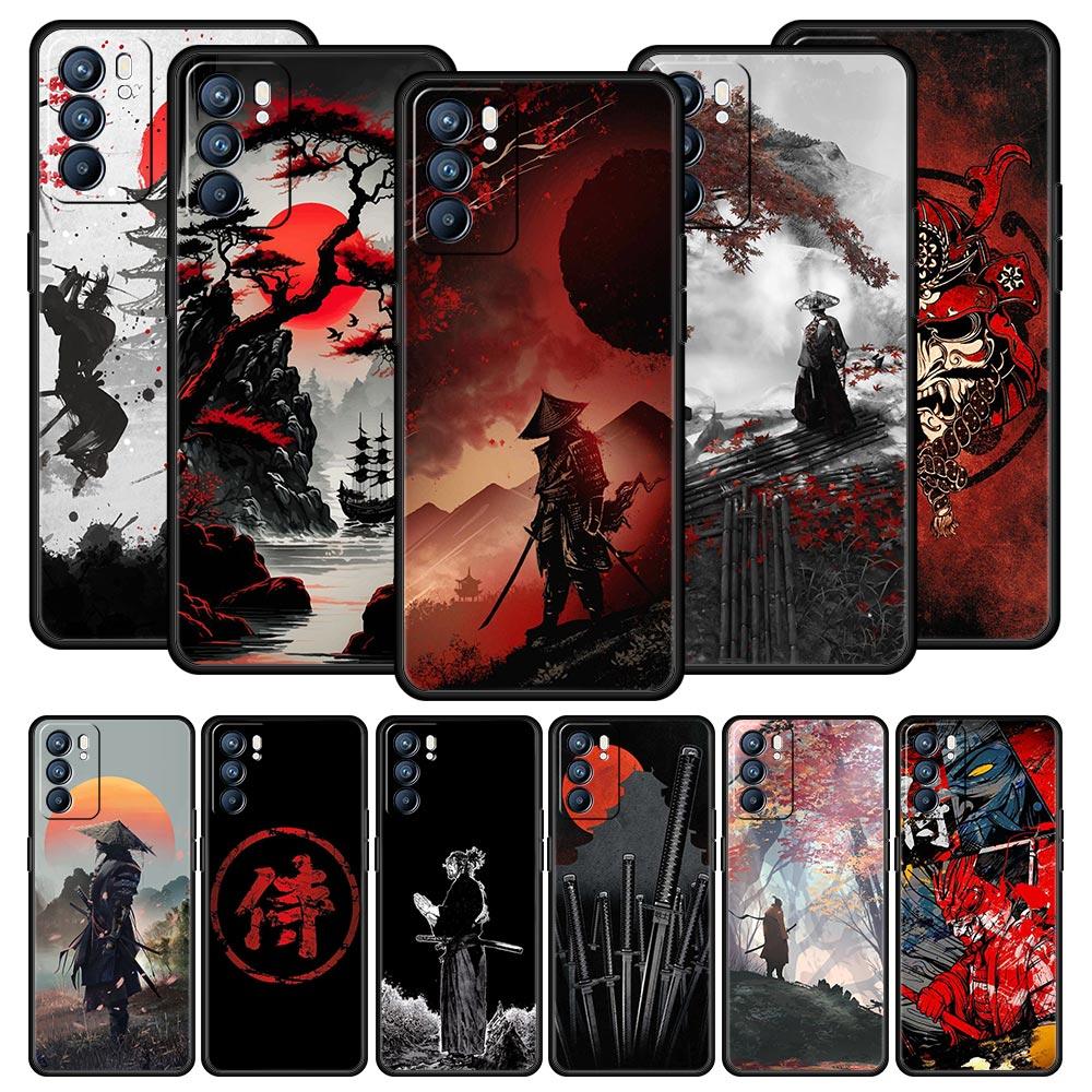 Японский чехол Bushido Samurai для Oppo Find X6 X5 A54 A53 A52 A9 2020 A15 A95 A17 A16 A76 A74 A57 Reno7 Reno6 Pro Plus 5G