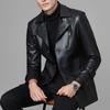Кожаное пальто, мужская куртка, высококачественная хлопковая овчина, мужской мотоцикл среднего возраста, новый кожаный плащ средней длины