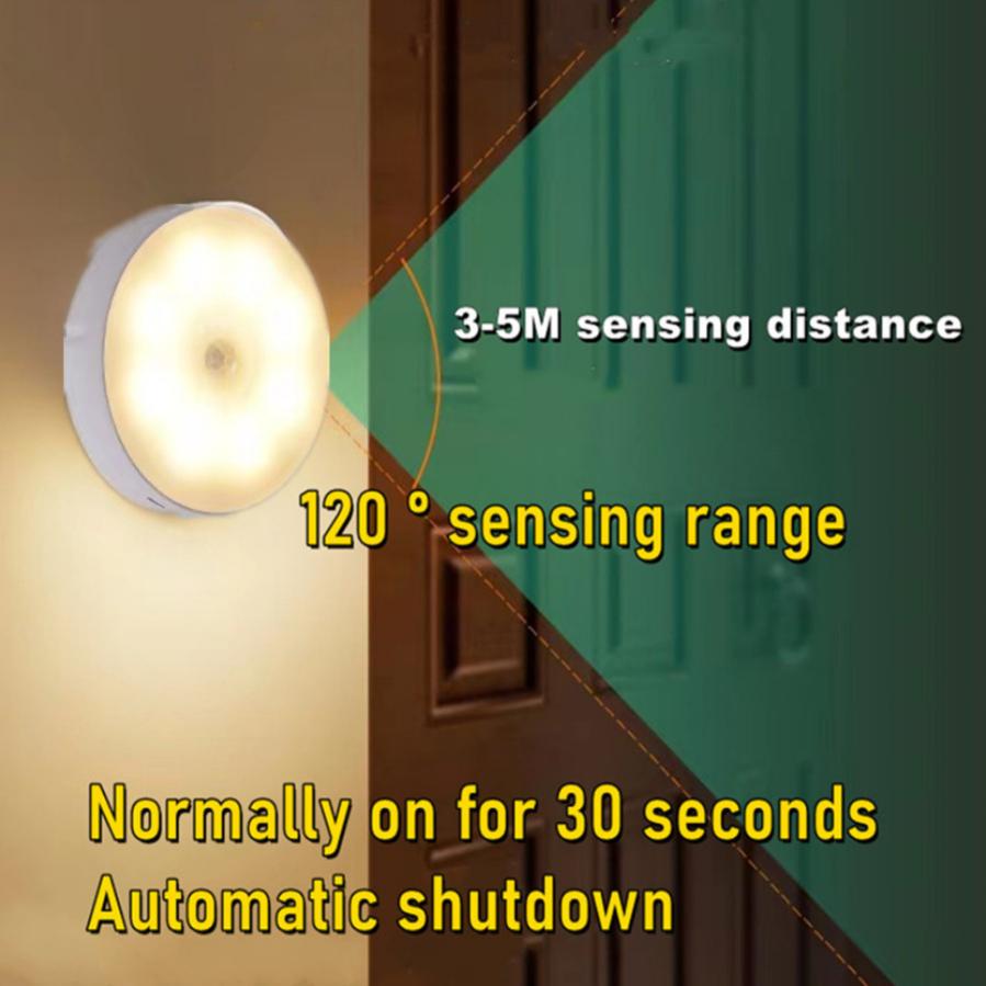 Светодиодный ночник с датчиком движения и переключателем. Лампа для спальни. Перезаряжаемая через USB энергосберегающая автоматическая настенная индукционная лампа для тела.